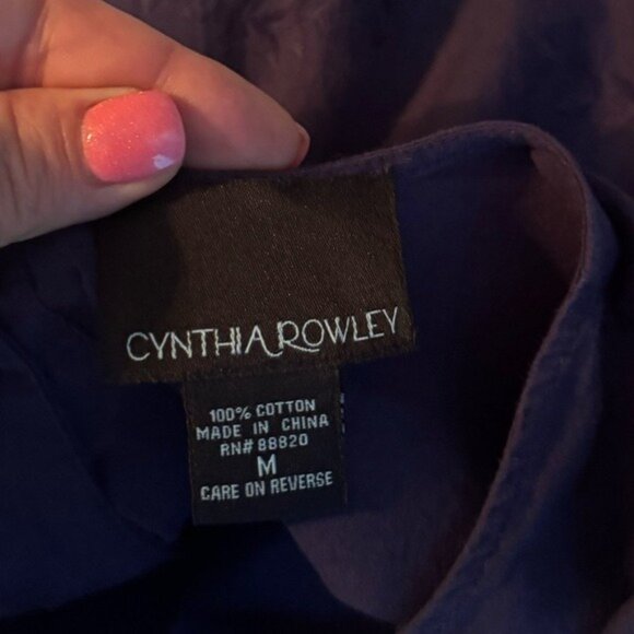 Cynthia Rowley Womens Crochet Top Blouse Medium Bohemian Fairy Navy Blue Beachy - Picture 6 of 8